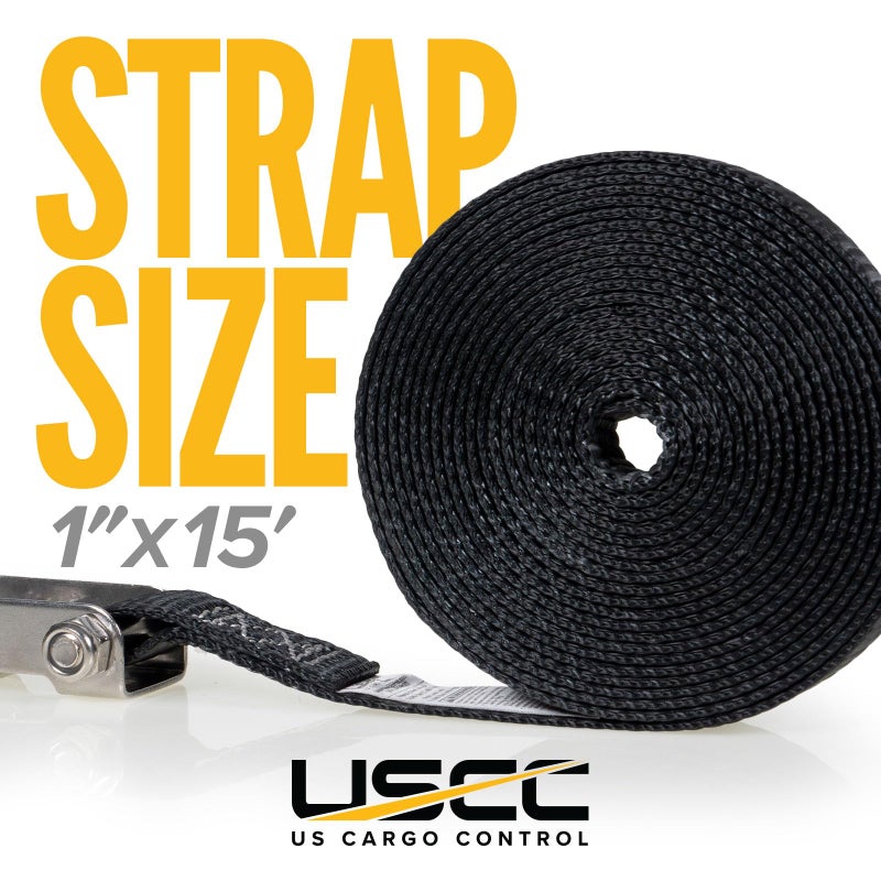 US Cargo Control Endless Ratchet Straps 1" X 15' (4-Pack), 3,300 LBS Break Strength, Stainless Steel Tie Downs, Marine Tie Down Straps for Boats, ATVs, Trees, Camping, Snow, Saltwater Applications - Image 2